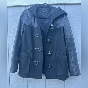 Theory Wool and Leather Hooded Jacket